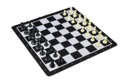 Chess set, rollable, field 55 mm, with plastic pieces and carrying bag (2502)
