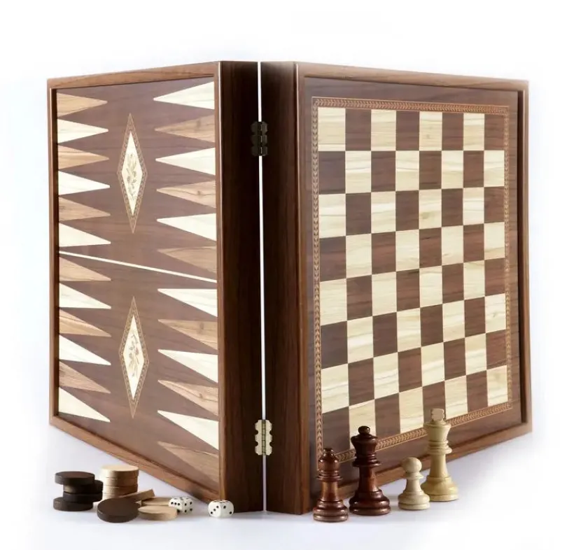 Classic 2-in-1 Chess & Backgammon Set in Walnut Case