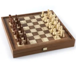 Classic 2-in-1 Chess & Backgammon Set in Walnut Case