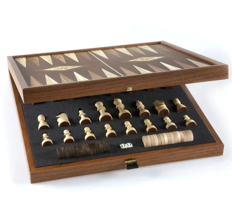 Classic 2-in-1 Chess & Backgammon Set in Walnut Case