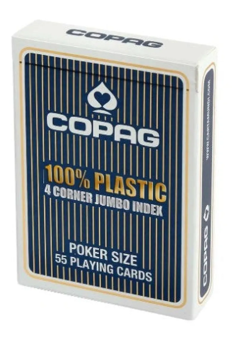 Copag Poker Size - 4 Corner Jumbo Index, 100% Plastic (Blue)