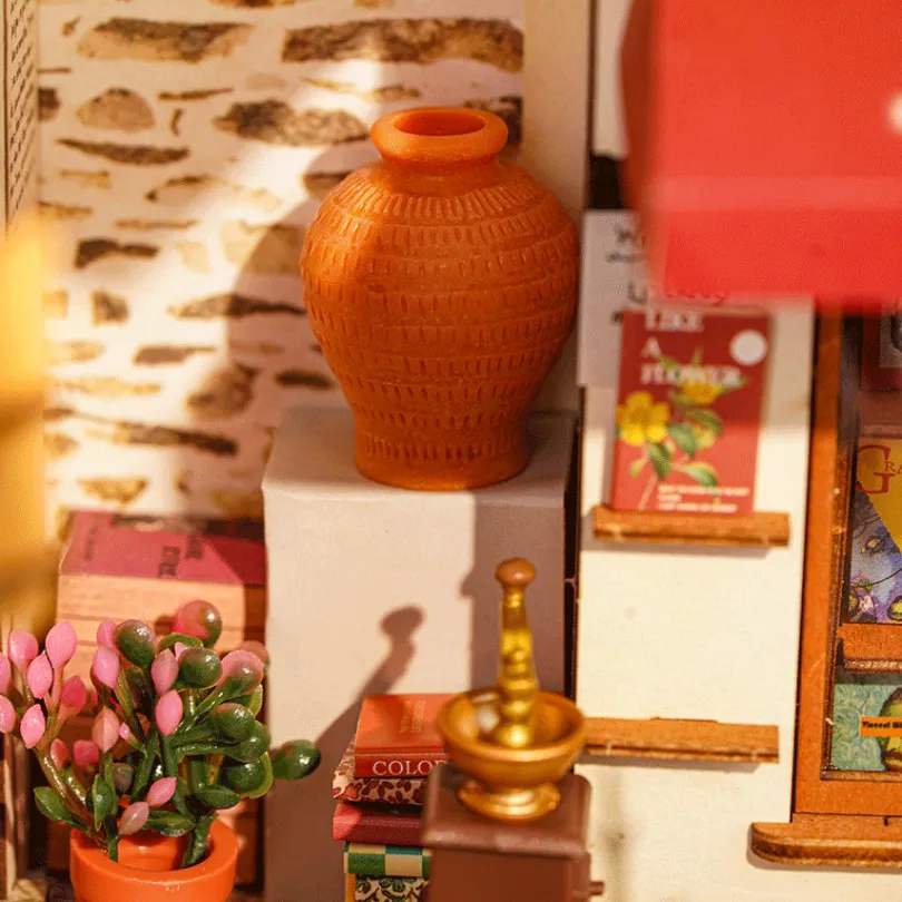 Corner Bookstore - DIY Miniature House, Bookshelf Decoration Kit - Rolife