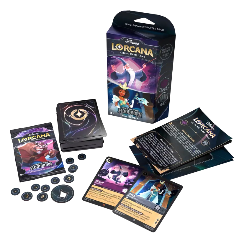 Disney Lorcana TCG: Rise of the Floodborn - Starter deck - Merlin and Tiana (Amethyst & Steel)
