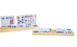 Domino and card holder wood 4 pieces