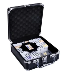 Domino Double 12 Mexican Train Black Aluminum Case