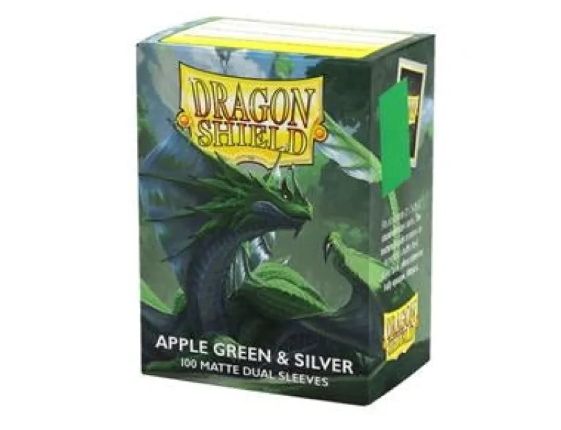 Dragon Shield Sleeves - Standard size - Matte Dual - Apple Green & Silver (100 Sleeves)