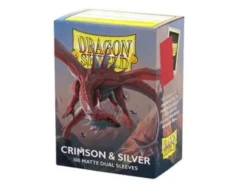 Dragon Shield Sleeves Standard Size Matte Dual - Crimson & Silver (100 Sleeves)
