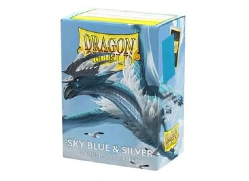 Dragon Shield Sleeves – Standard Size – Matte Dual – Sky Blue & Silver (100 Sleeves)