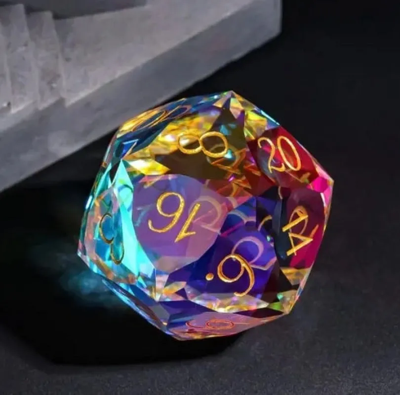 D20 Rainbow Kristall Glass tärning (Brick Veneer) (30mm)