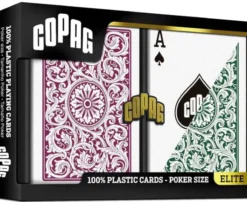 1546 Elite Poker size - Regular index playing cards double deck Burgundy/Green
