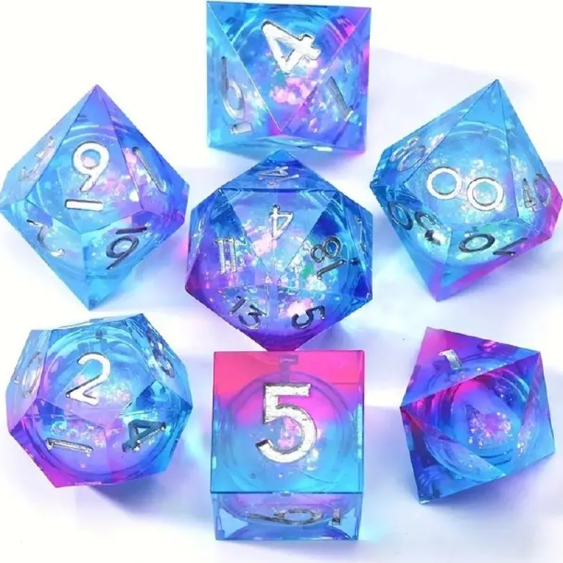 Fairy Fire Liquid Core Liquid Core Sharp-Edge Dice Set (7)