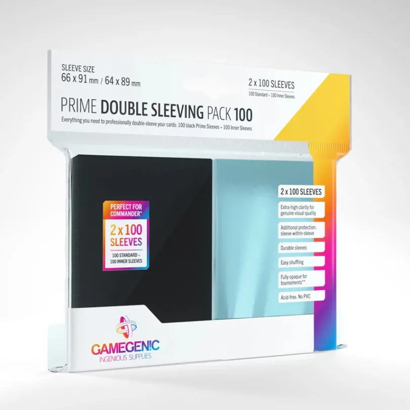 Gamegenic - Prime Double Sleeving Pack Clear/Black (2x100 Sleeves)