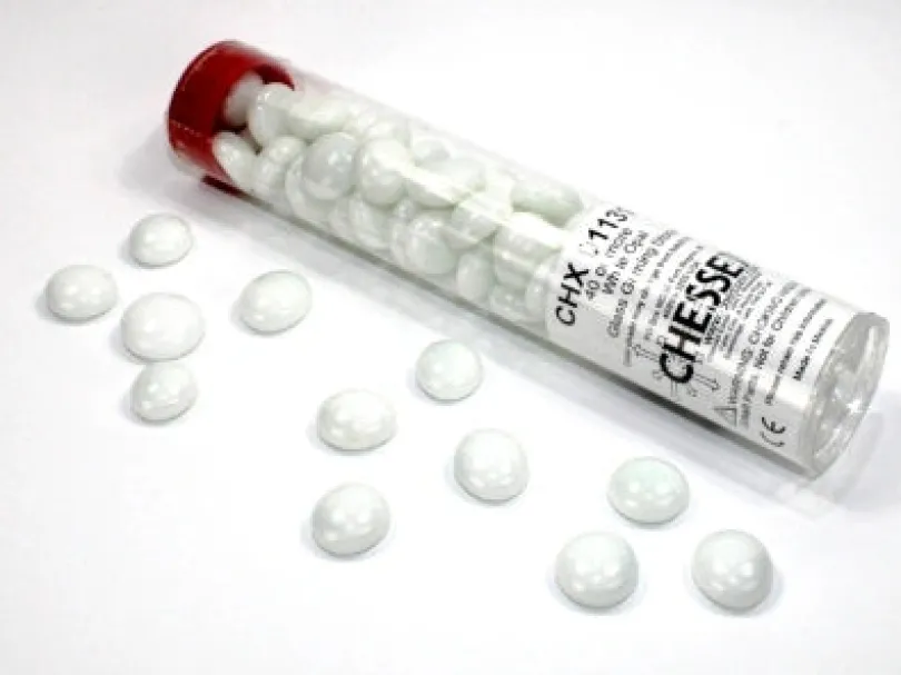 Glass Gaming Stones - Opaque White (40)