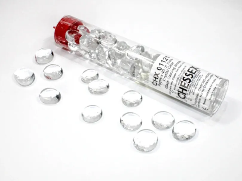 Glass Gaming Stones - Translucent Clear (40)