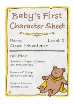 Gratulationskort - Baby’s First Character Sheet