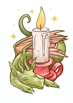 Gratulationskort - Candle Dragon