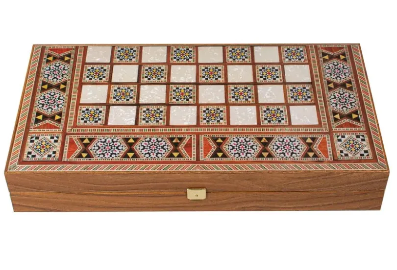 Handcrafted Traditional Mosaic Backgammon and Checker Set, medium