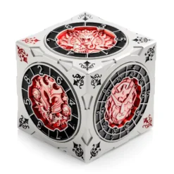 Hexagonal Spinner Dice Cube (Silver Red)