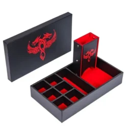 Leather Dice Tower & Storage Box (Red)