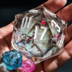 Liquid Core D20 Red Flower Glitter 55mm