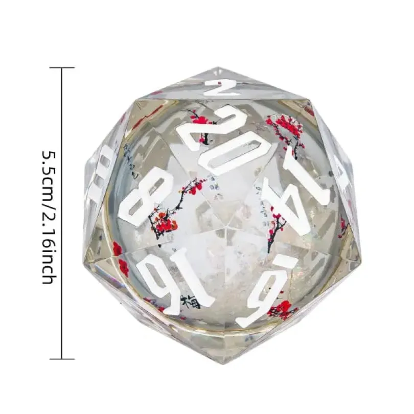 Liquid Core D20 Red Flower Glitter 55mm