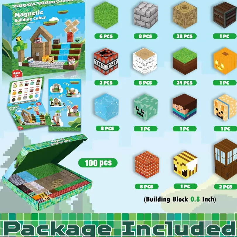 Magnetic Building Blocks Liten Vattenfall 100 pcs