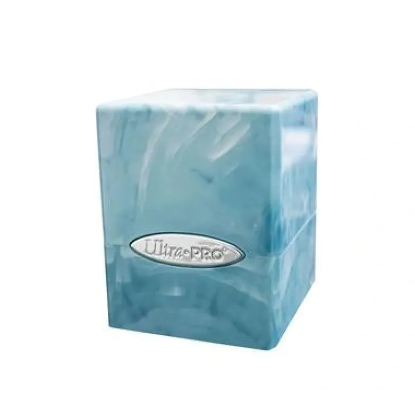 Marble Satin Cube - Light Blue / White