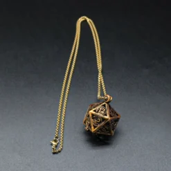 Mini Metal Dice Set Halsband Gold D20 Metall