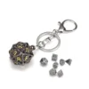Mini Metal Dice Set Keychain Blackgold D20
