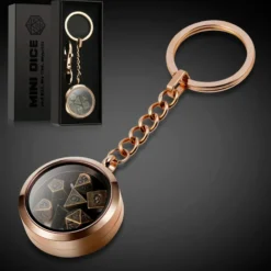 Mini Metal Dice Set Keychain Copper