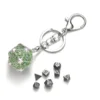 Mini Metal Dice Set Keychain Grön