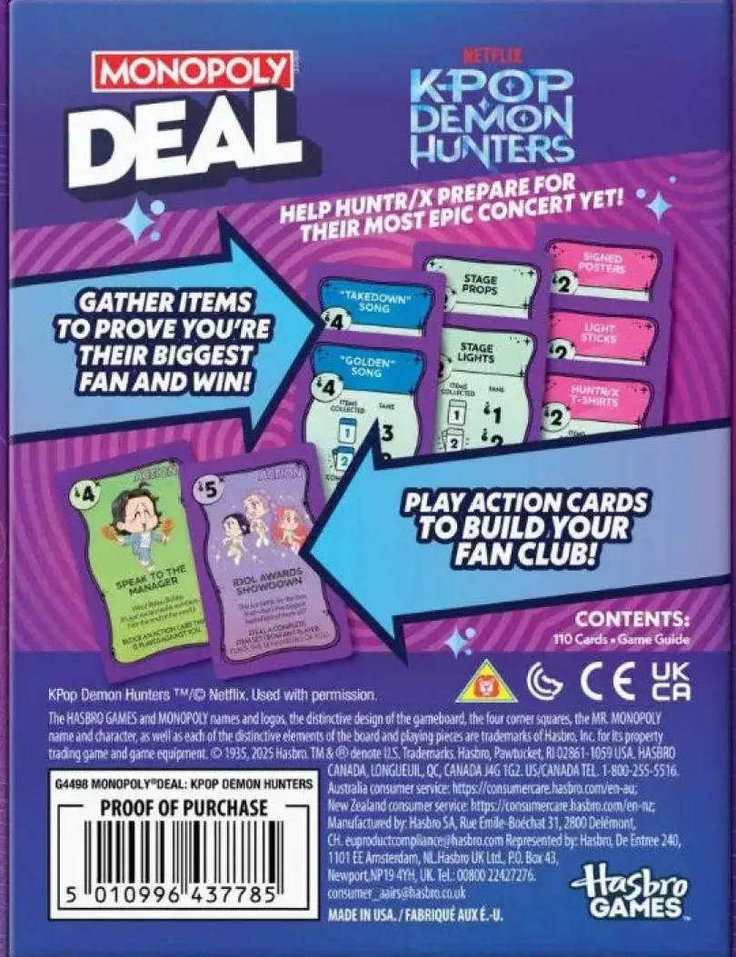 Monopoly Deal K Pop Demon Hunters