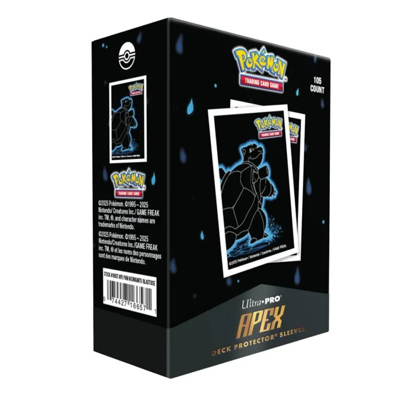 Neon Kanto 105ct APEX Deck Protector Sleeves Blastoise for Pokémon