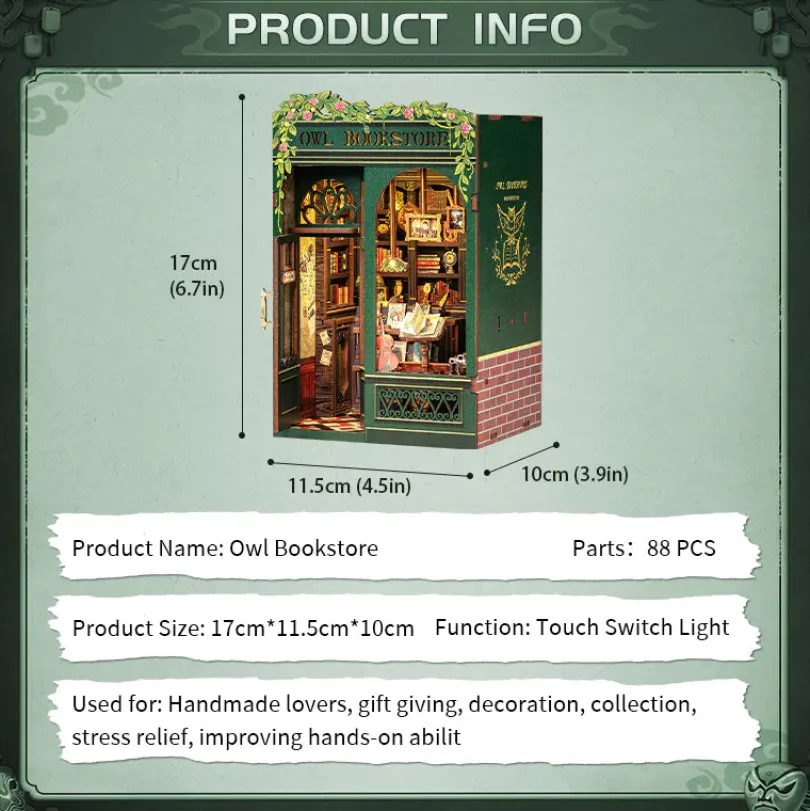 Owl Bookstore - Book Nook Kit - CuteBee