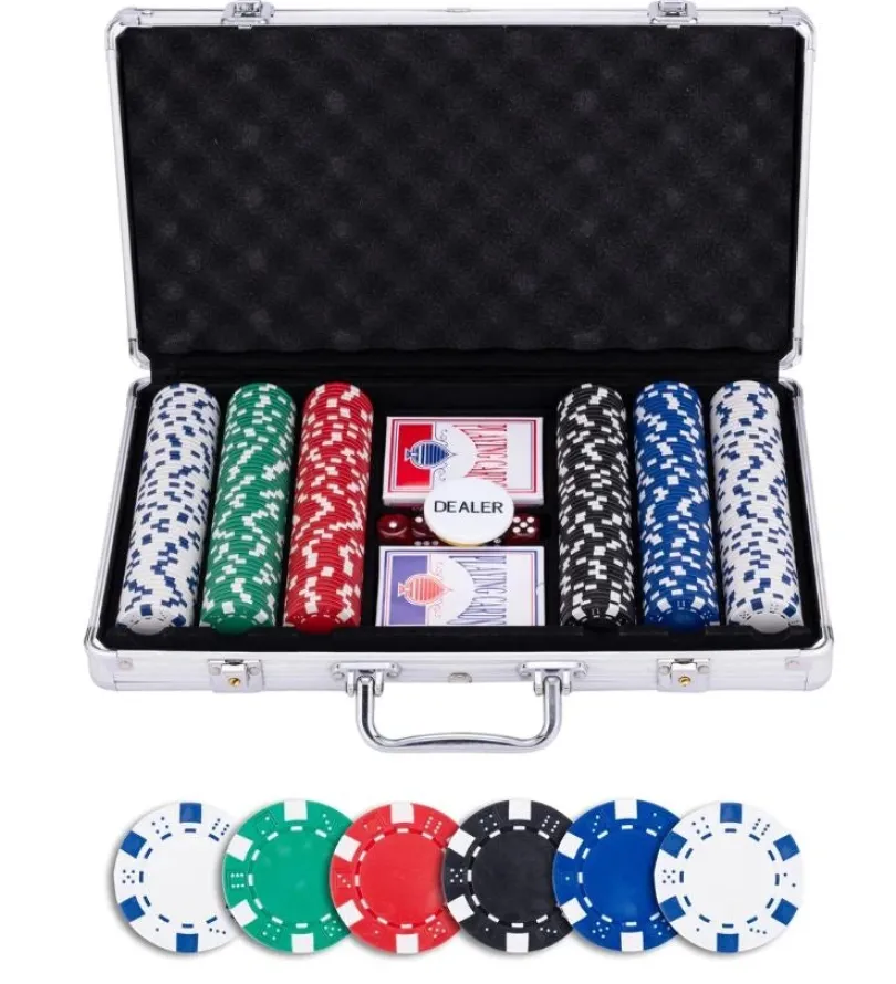 Pokerset i metallväska, med 300 marker (11.5 grams)