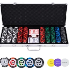 Poker Set In Silver Case Low Stake 500 Chips 14 Grams