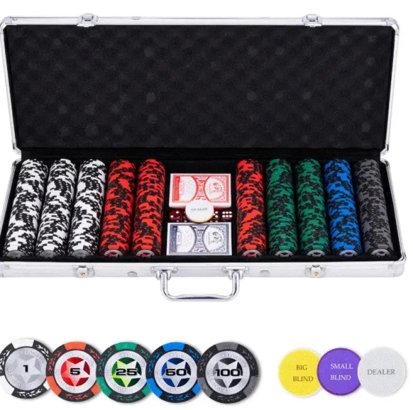 Poker Set In Silver Case Low Stake 500 Chips 14 Grams