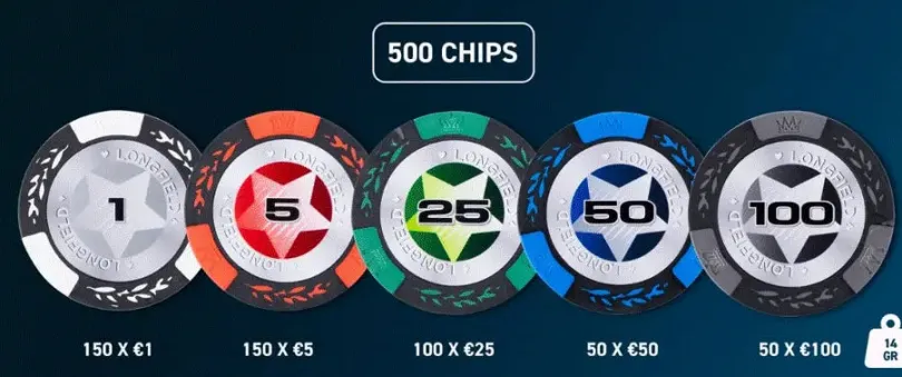Poker Set In Silver Case Low Stake 500 Chips 14 Grams