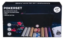 Pokerset i svart metallväska, med 300 marker (14 grams)