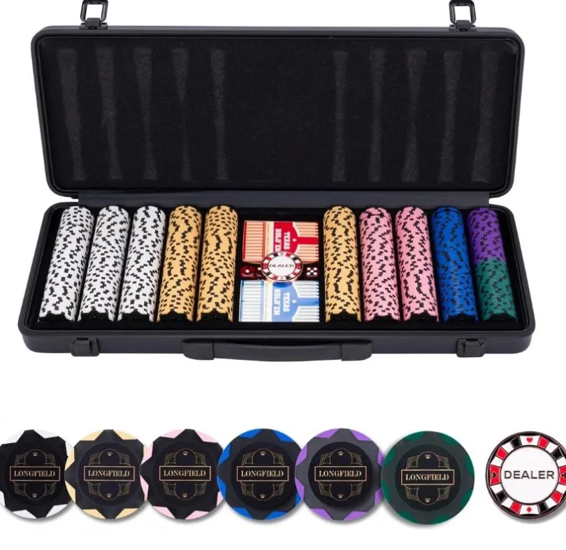 Pokerset i svart metallväska, 500 marker utan valör(14 grams)