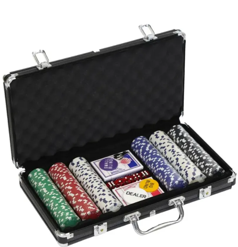 Pokerset Med Svart Metallvaska 300 Chips 115 Gram