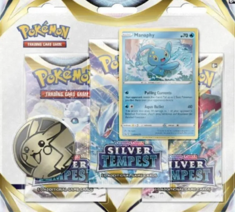 Pokémon TCG - Sword & Shield Silver Tempest 3-pack Blister - Manaphy