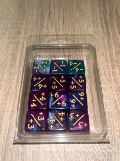 Purple/Blue Positive/Negative D6 Dice 16 mm (12st)