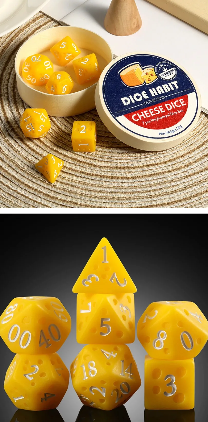 Resin Dice Set 7 Cheese