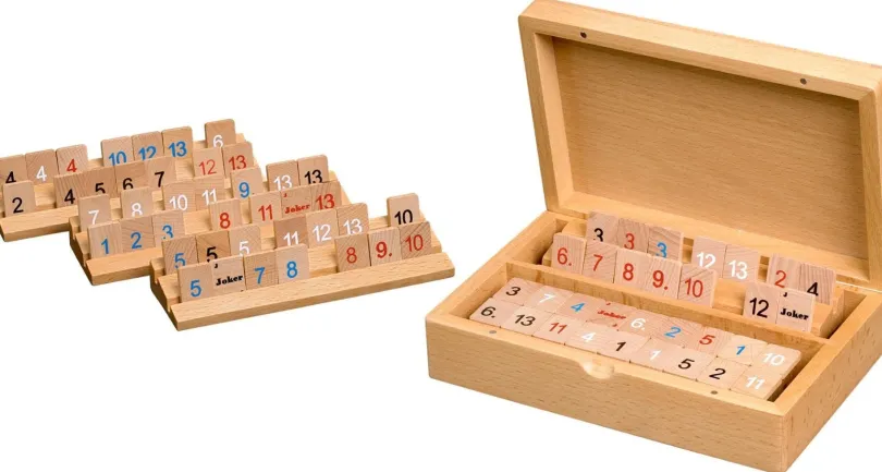 Rummy: wooden cassette, small, magnetic lock (3608)