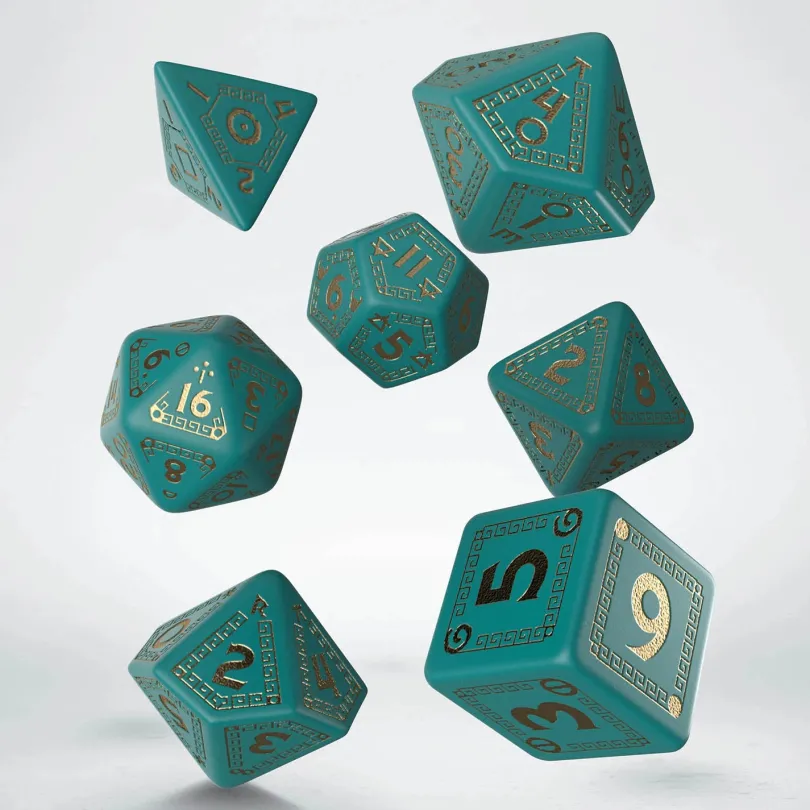 RuneQuest Turquoise & gold Dice Set (7)