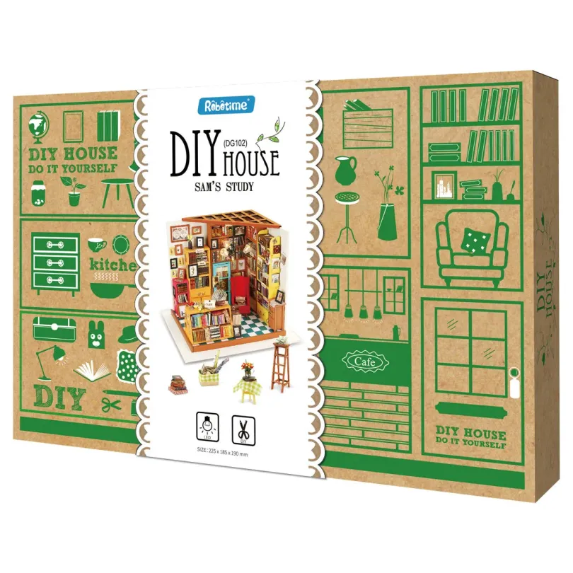 Sam's Study - DIY Miniature House, Bookshelf Decoration Kit - Rolife