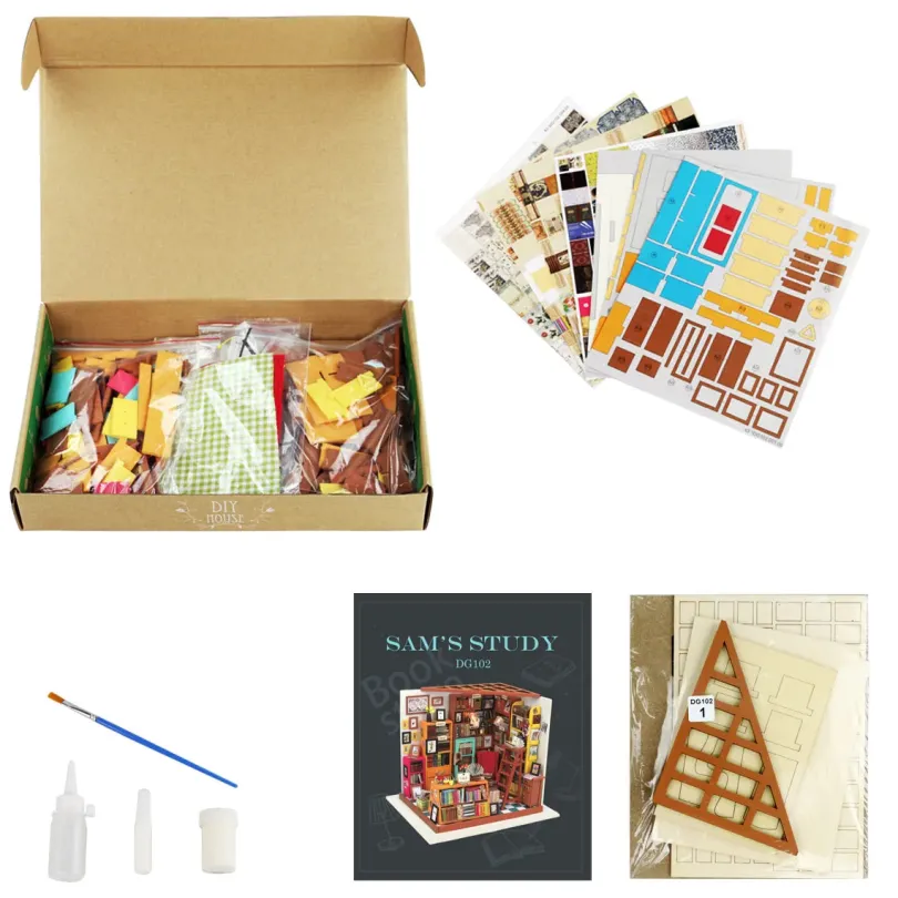 Sam's Study - DIY Miniature House, Bookshelf Decoration Kit - Rolife