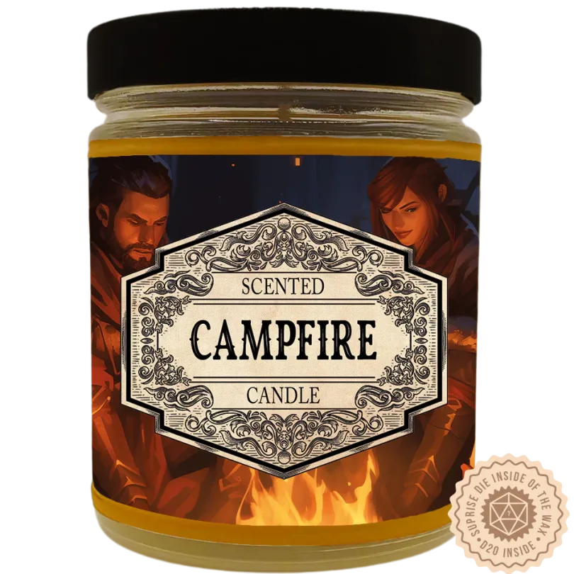 Scented Candle Campfire with Surprise D20 Dice