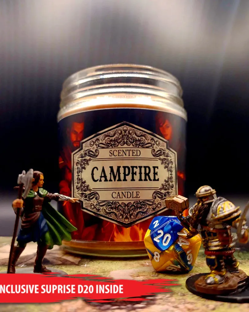 Scented Candle Campfire with Surprise D20 Dice